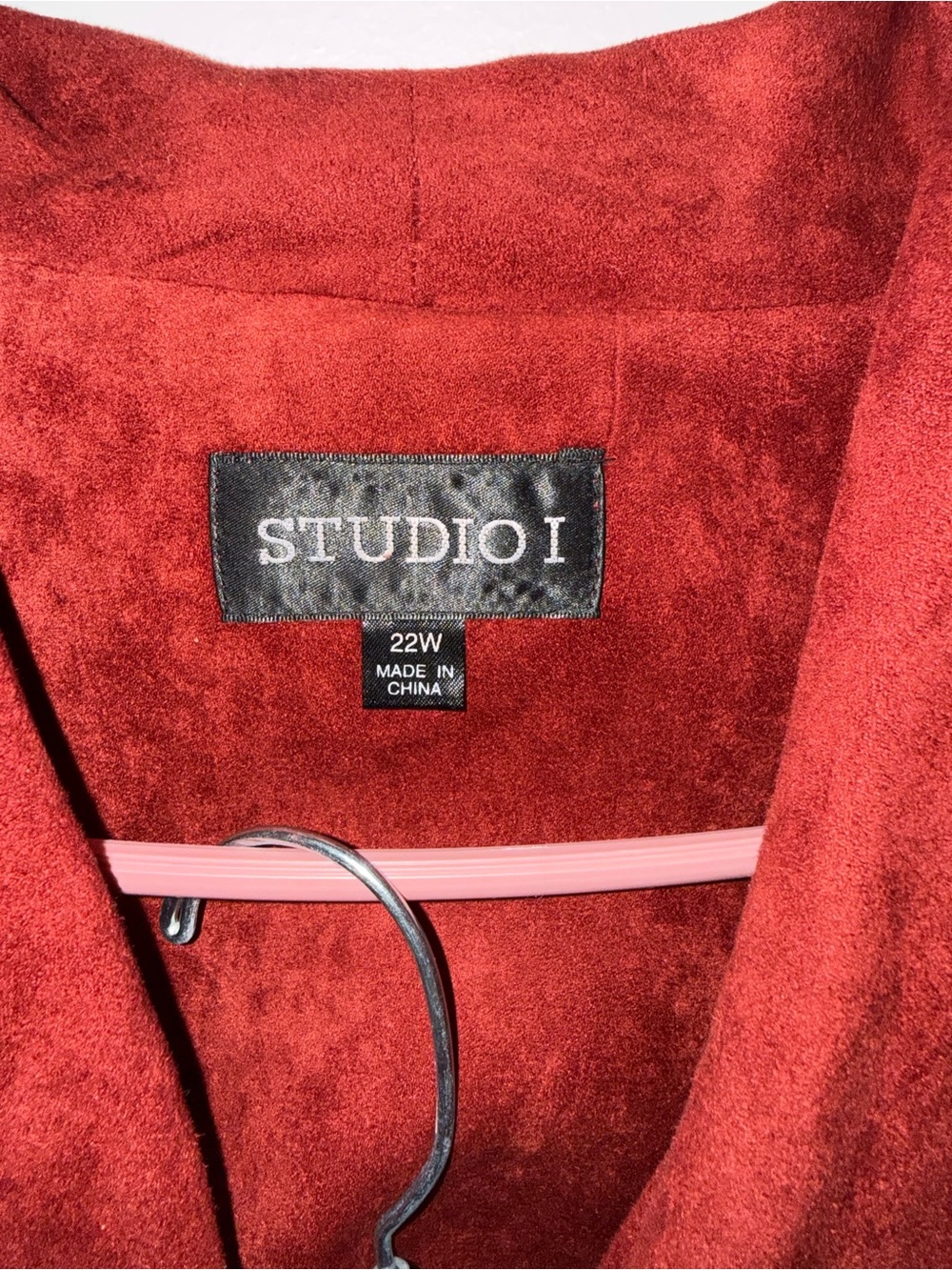 Studio I Deep Red Suede Belted Blazer - Picture 4 of 7